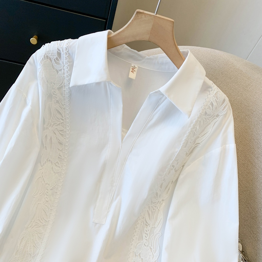 Commuting France style tops V-neck Casual shirt