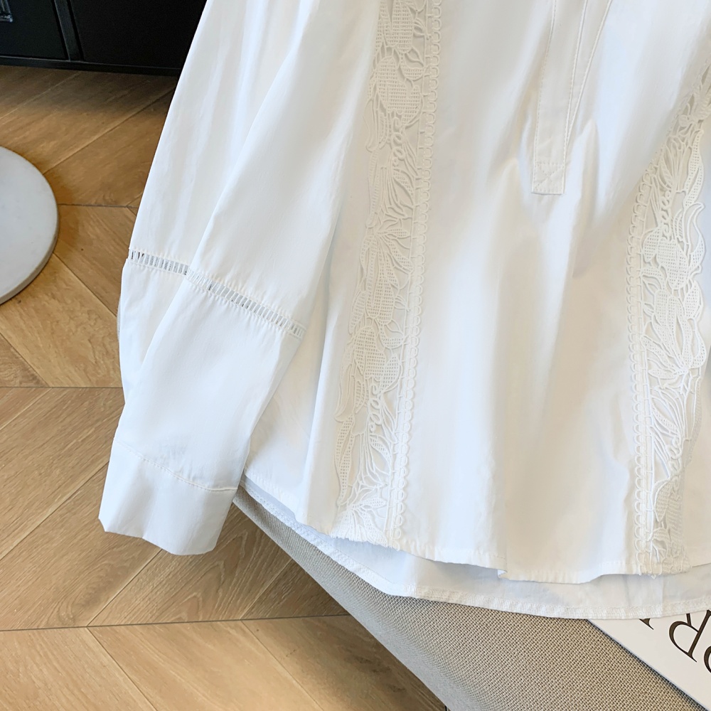 Commuting France style tops V-neck Casual shirt