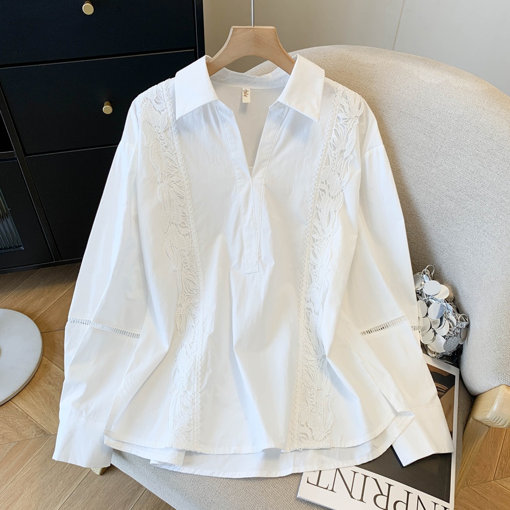 Commuting France style tops V-neck Casual shirt