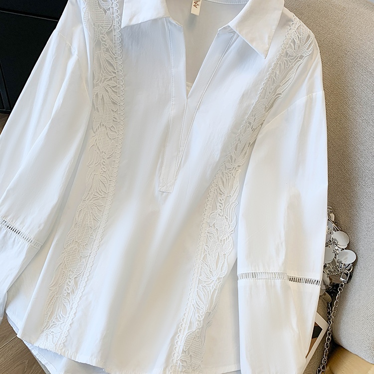 Commuting France style tops V-neck Casual shirt
