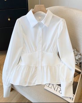 Slim spring small shirt pinched waist tops