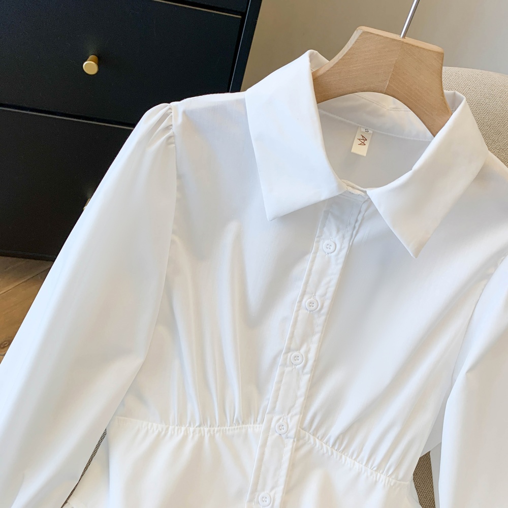 Slim spring small shirt pinched waist tops