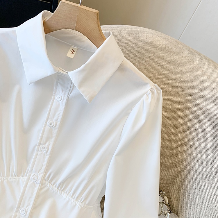 Slim spring small shirt pinched waist tops