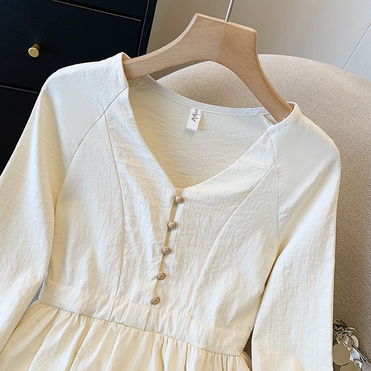 Chiffon long sleeve shirt lotus leaf edges hem small shirt