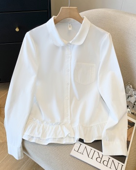 Lotus leaf edges loose tops Korean style shirt for women