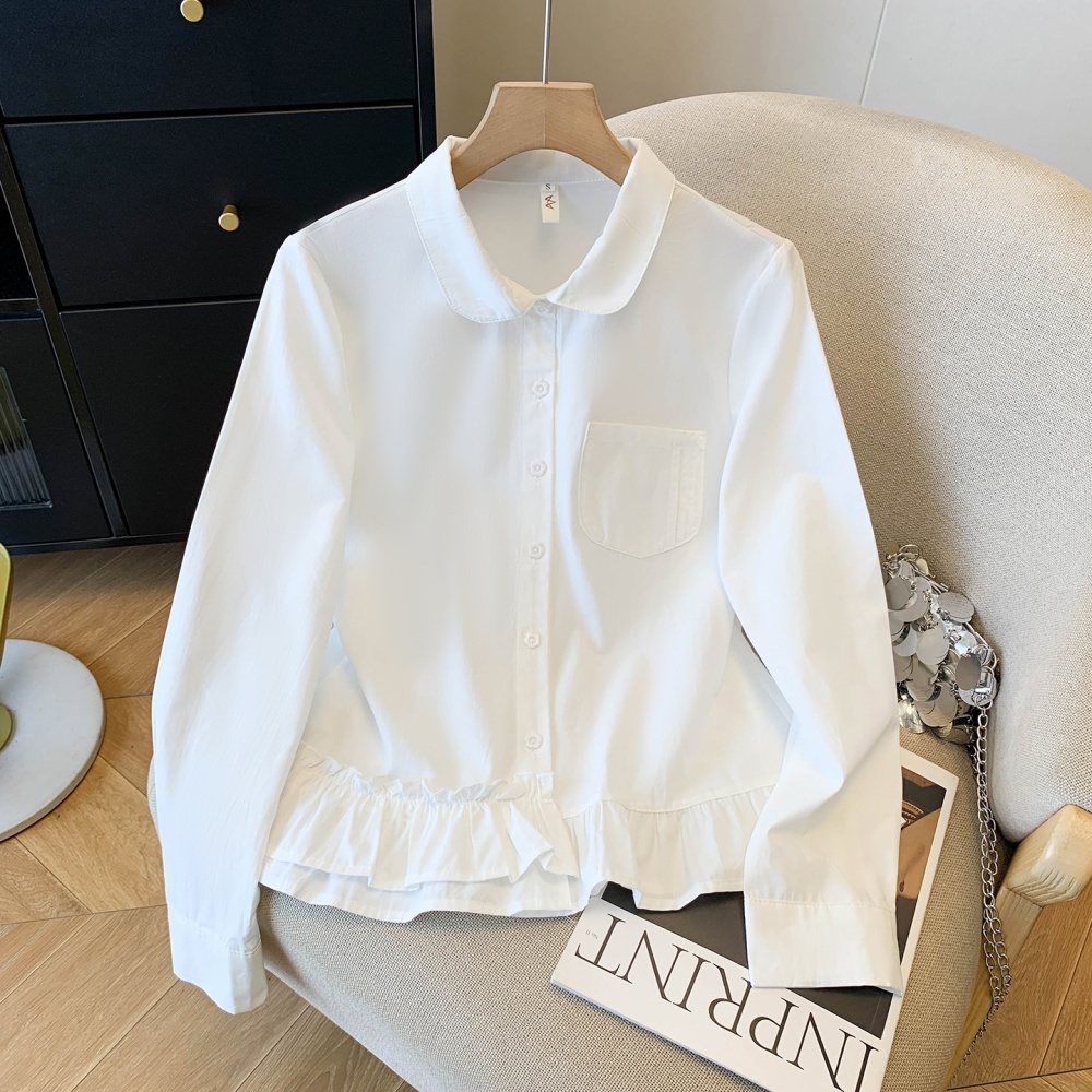 Lotus leaf edges loose tops Korean style shirt for women