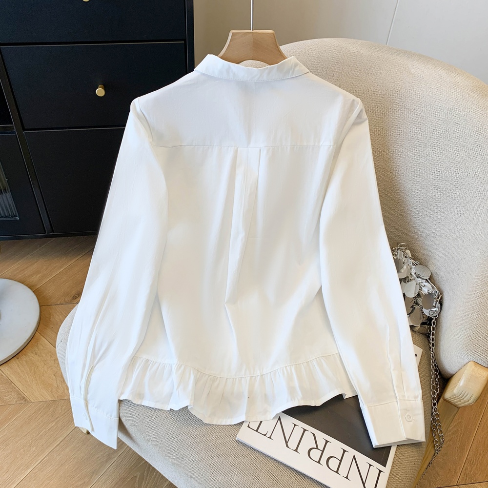 Lotus leaf edges loose tops Korean style shirt for women