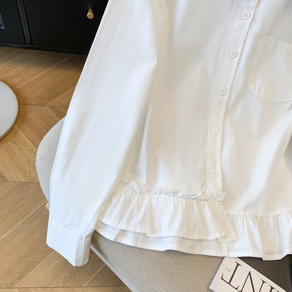 Lotus leaf edges loose tops Korean style shirt for women