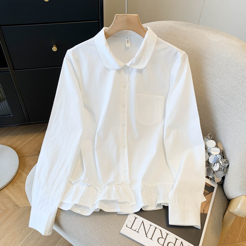 Lotus leaf edges loose tops Korean style shirt for women