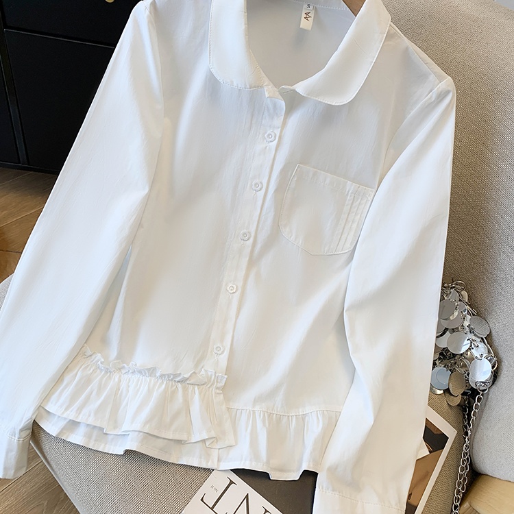 Lotus leaf edges loose tops Korean style shirt for women