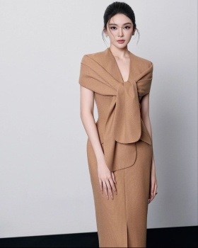 Temperament commuting long dress elegant slim dress