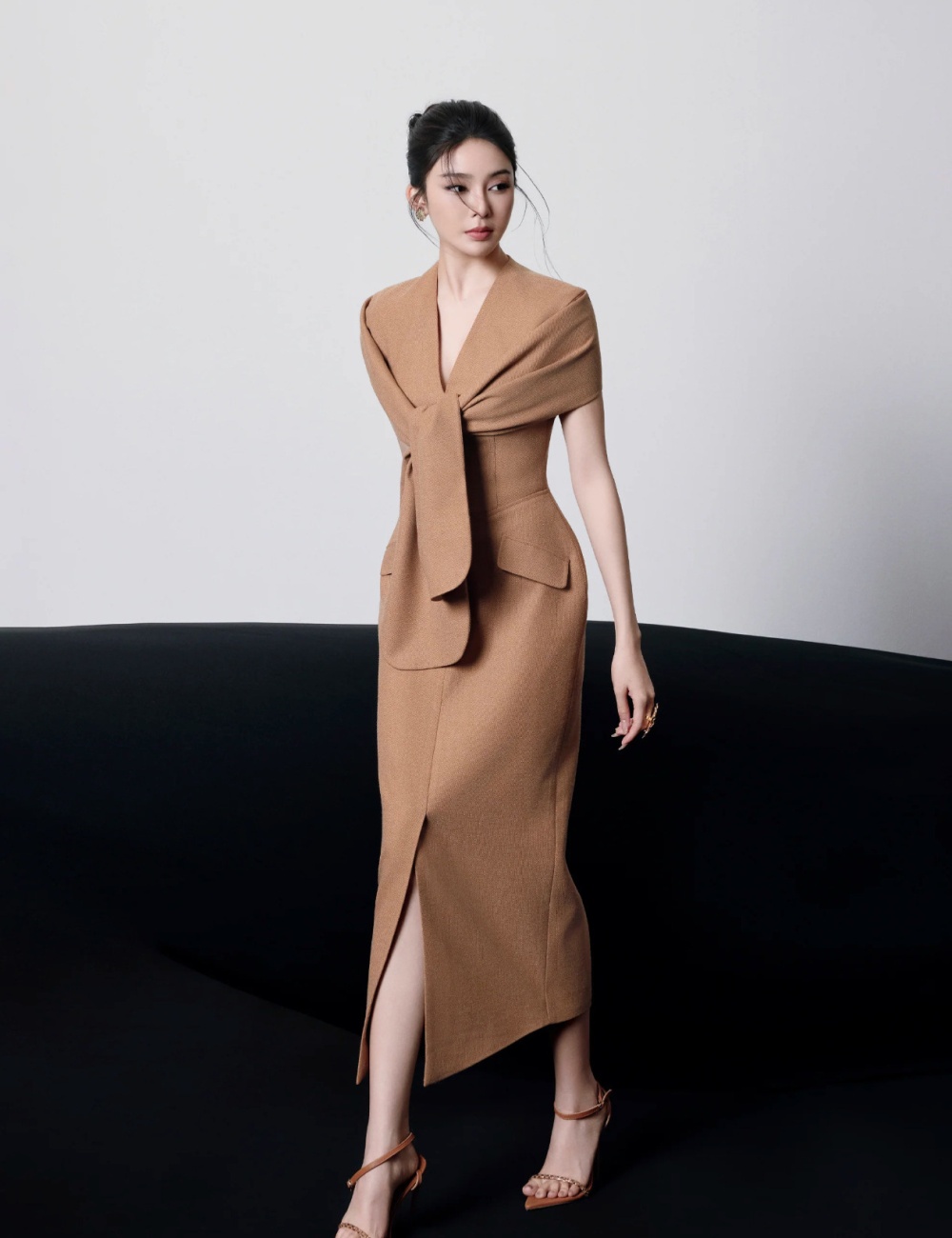 Temperament commuting long dress elegant slim dress