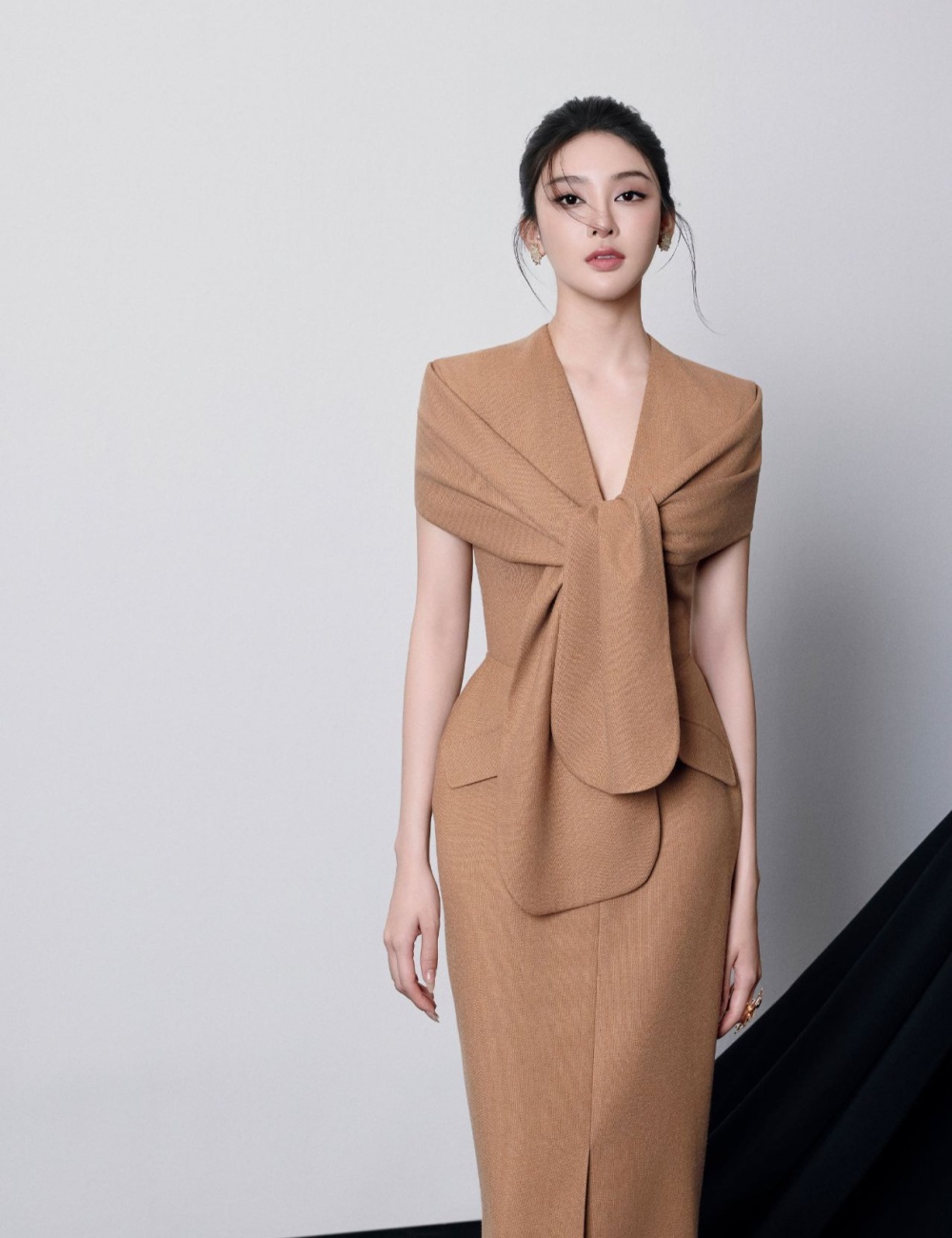 Temperament commuting long dress elegant slim dress