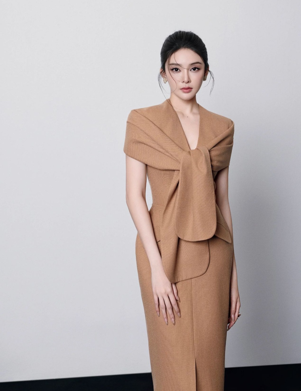 Temperament commuting long dress elegant slim dress