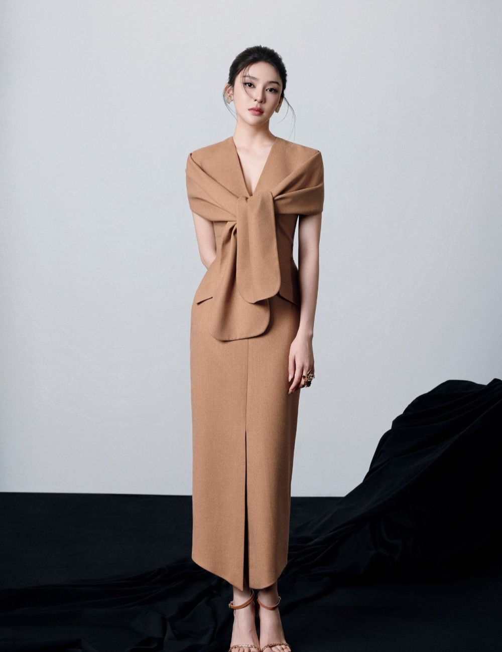 Temperament commuting long dress elegant slim dress