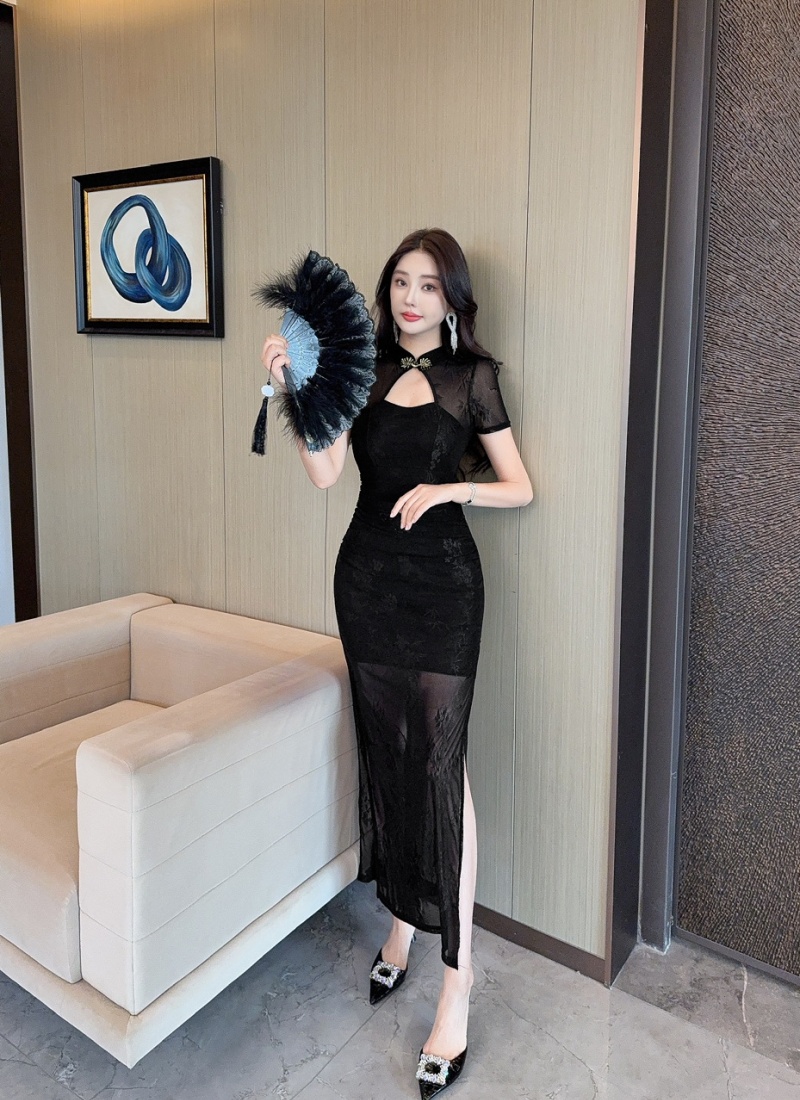 Short sleeve formal dress long dress