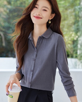 All-match autumn bottoming shirt slim lapel tops