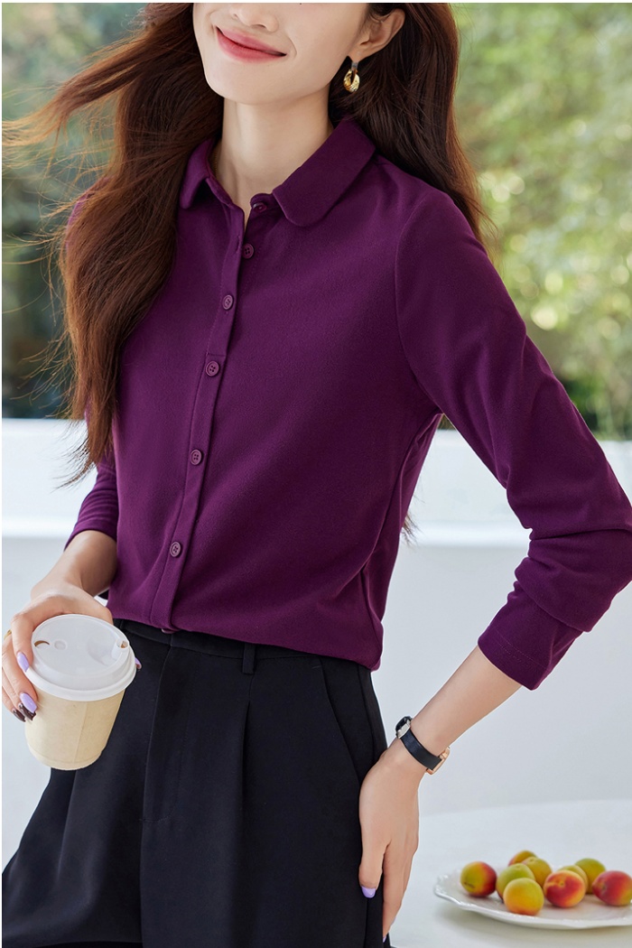 All-match autumn bottoming shirt slim lapel tops