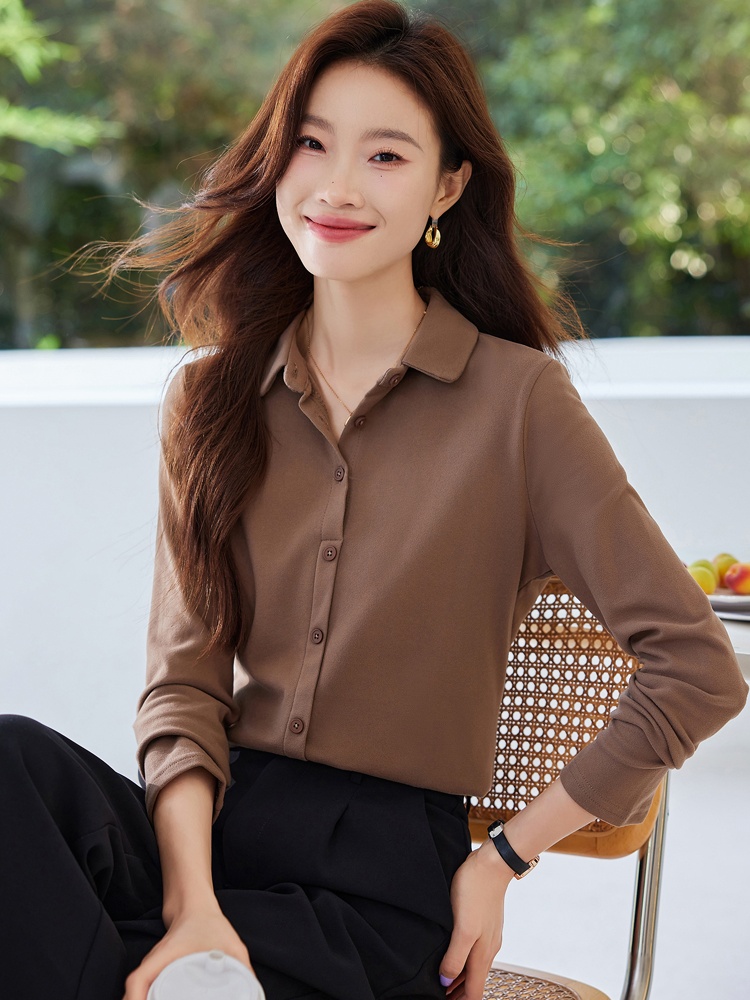 All-match autumn bottoming shirt slim lapel tops
