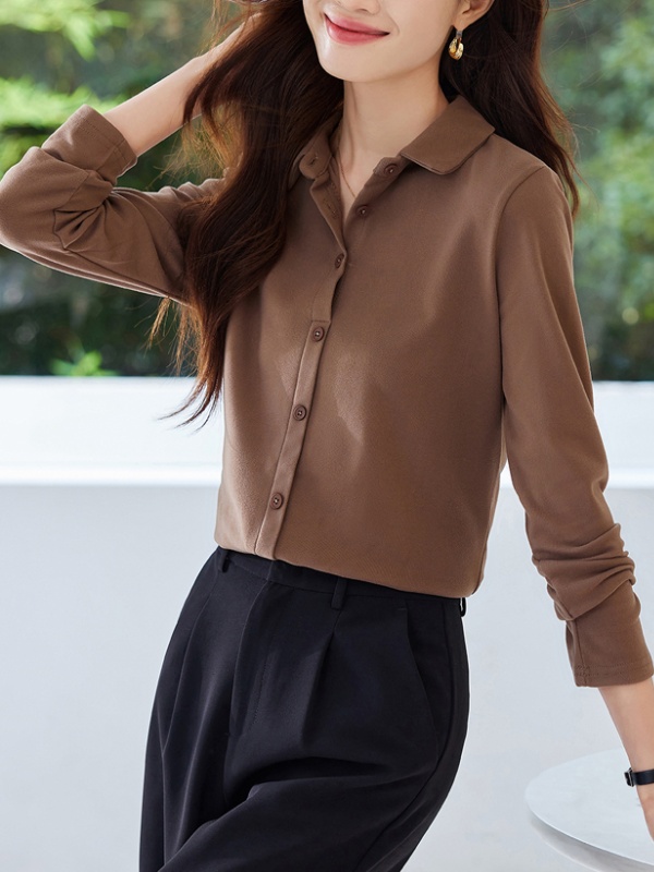 All-match autumn bottoming shirt slim lapel tops