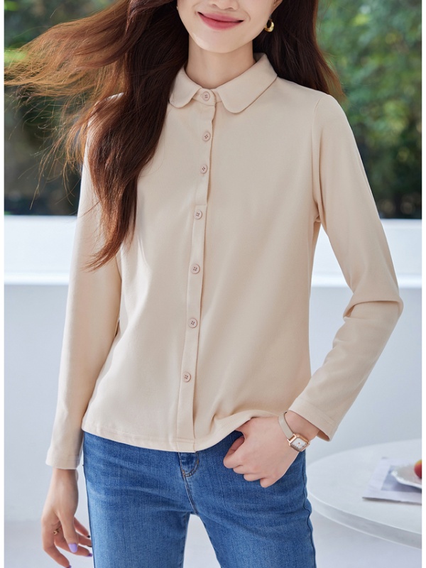 All-match autumn bottoming shirt slim lapel tops