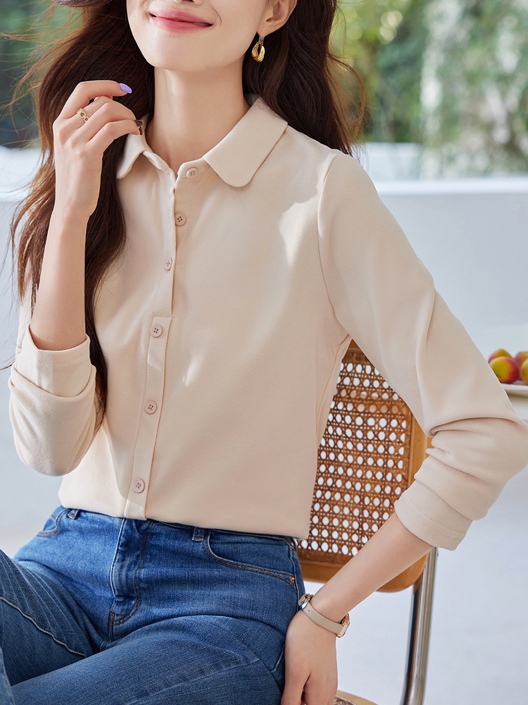 All-match autumn bottoming shirt slim lapel tops