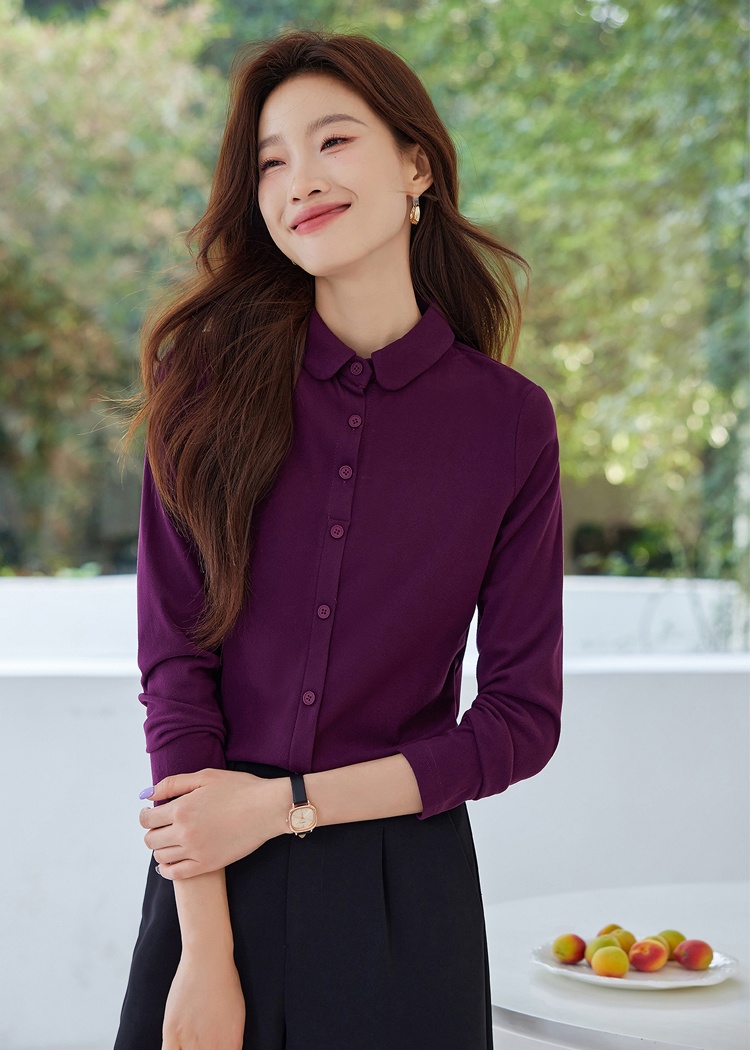 All-match autumn bottoming shirt slim lapel tops