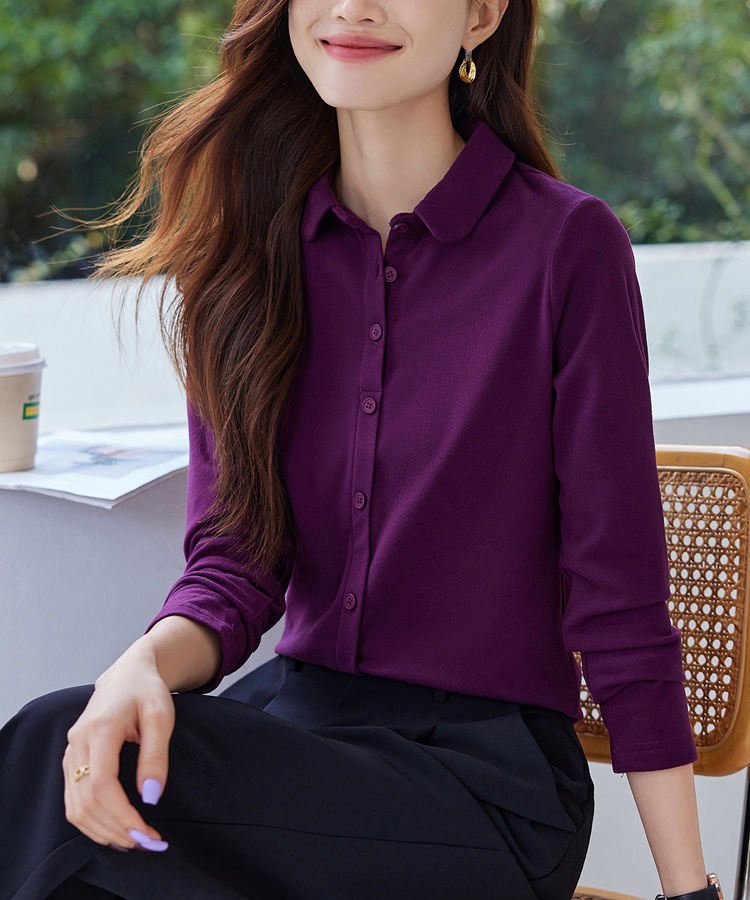 All-match autumn bottoming shirt slim lapel tops