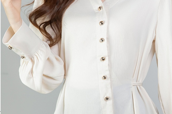 Spring all-match shirt oblique buckle tops for women