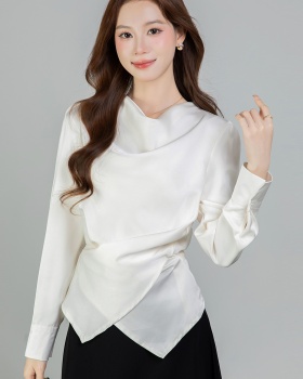 Spring all-match shirt round neck tops for women