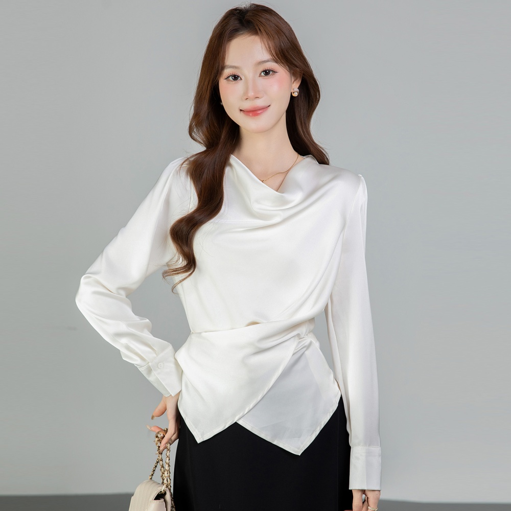 Spring all-match shirt round neck tops for women