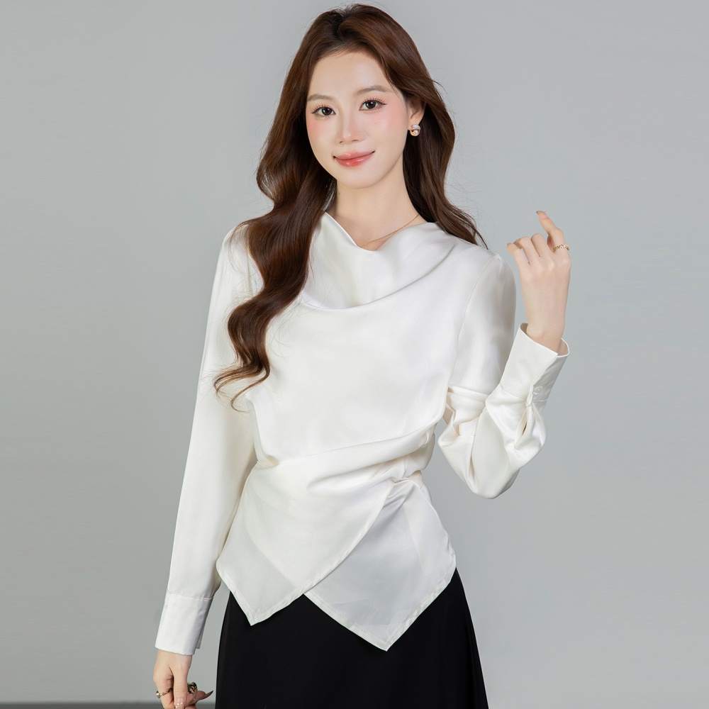 Spring all-match shirt round neck tops for women