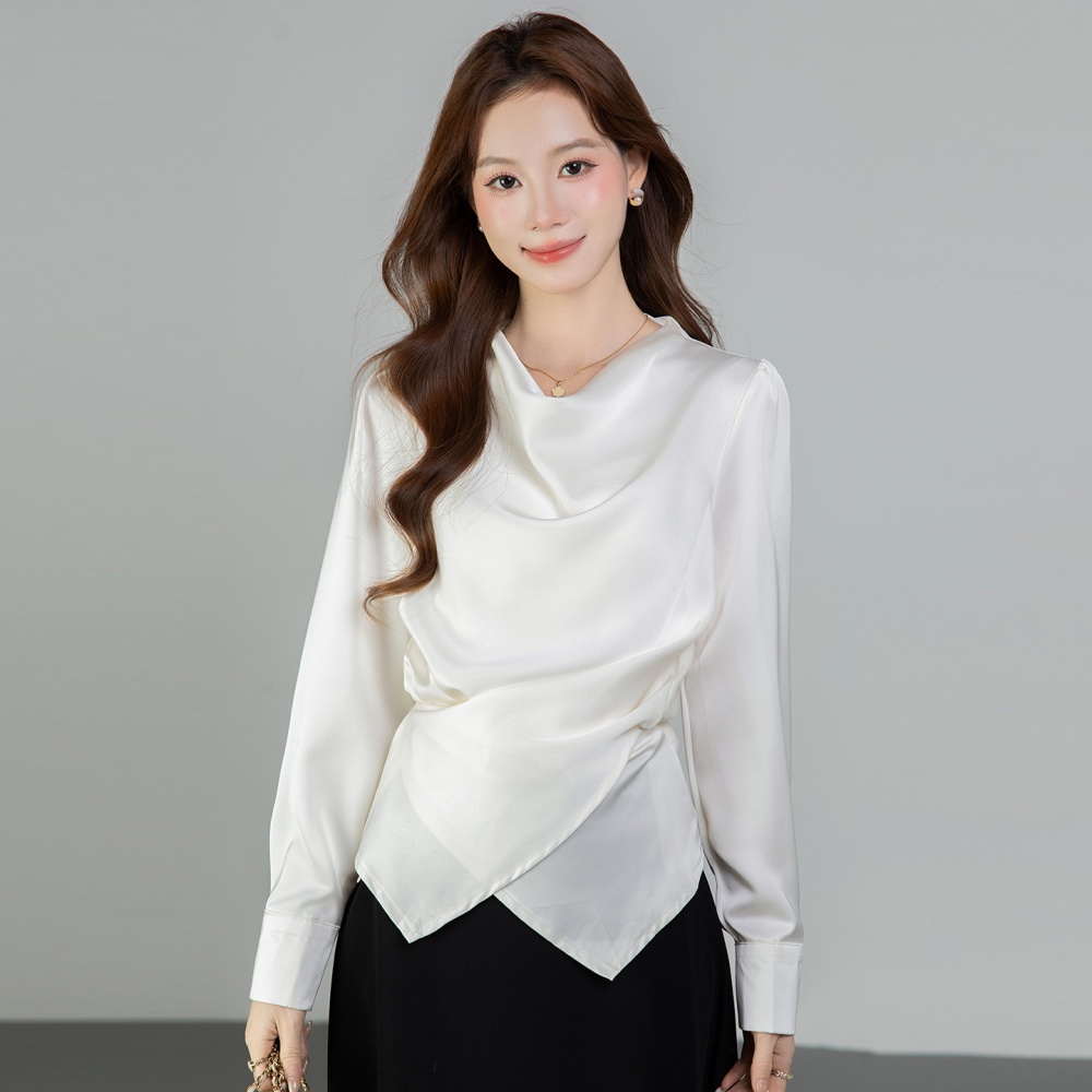 Spring all-match shirt round neck tops for women