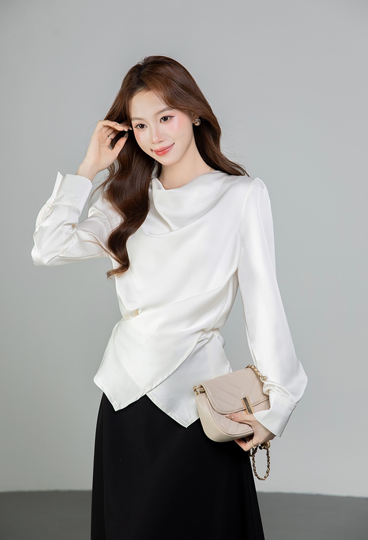 Spring all-match shirt round neck tops for women