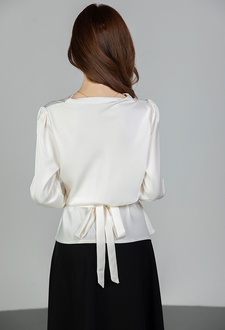 Spring all-match shirt round neck tops for women