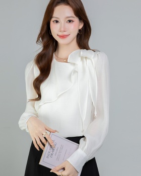 Bow chiffon streamer shirt for women