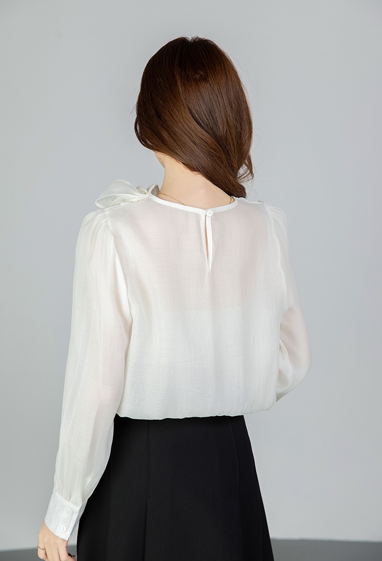 Bow chiffon streamer shirt for women