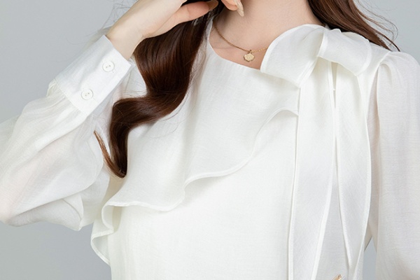 Bow chiffon streamer shirt for women