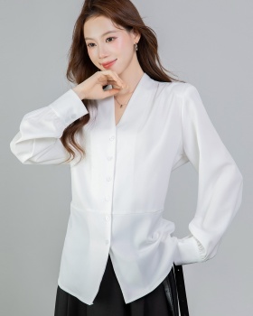 Single-breasted all-match shirt spring long sleeve tops
