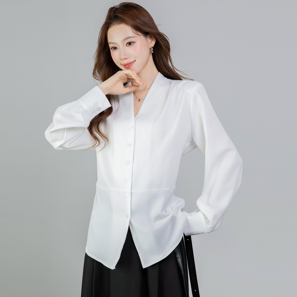 Single-breasted all-match shirt spring long sleeve tops