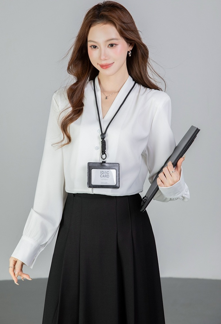 Single-breasted all-match shirt spring long sleeve tops