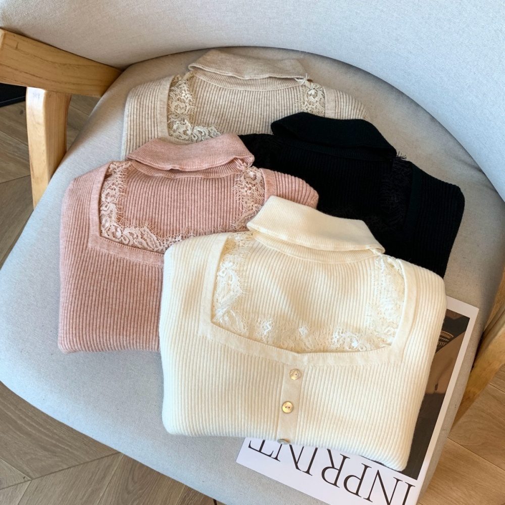 Autumn and winter enticement tops square collar sweater