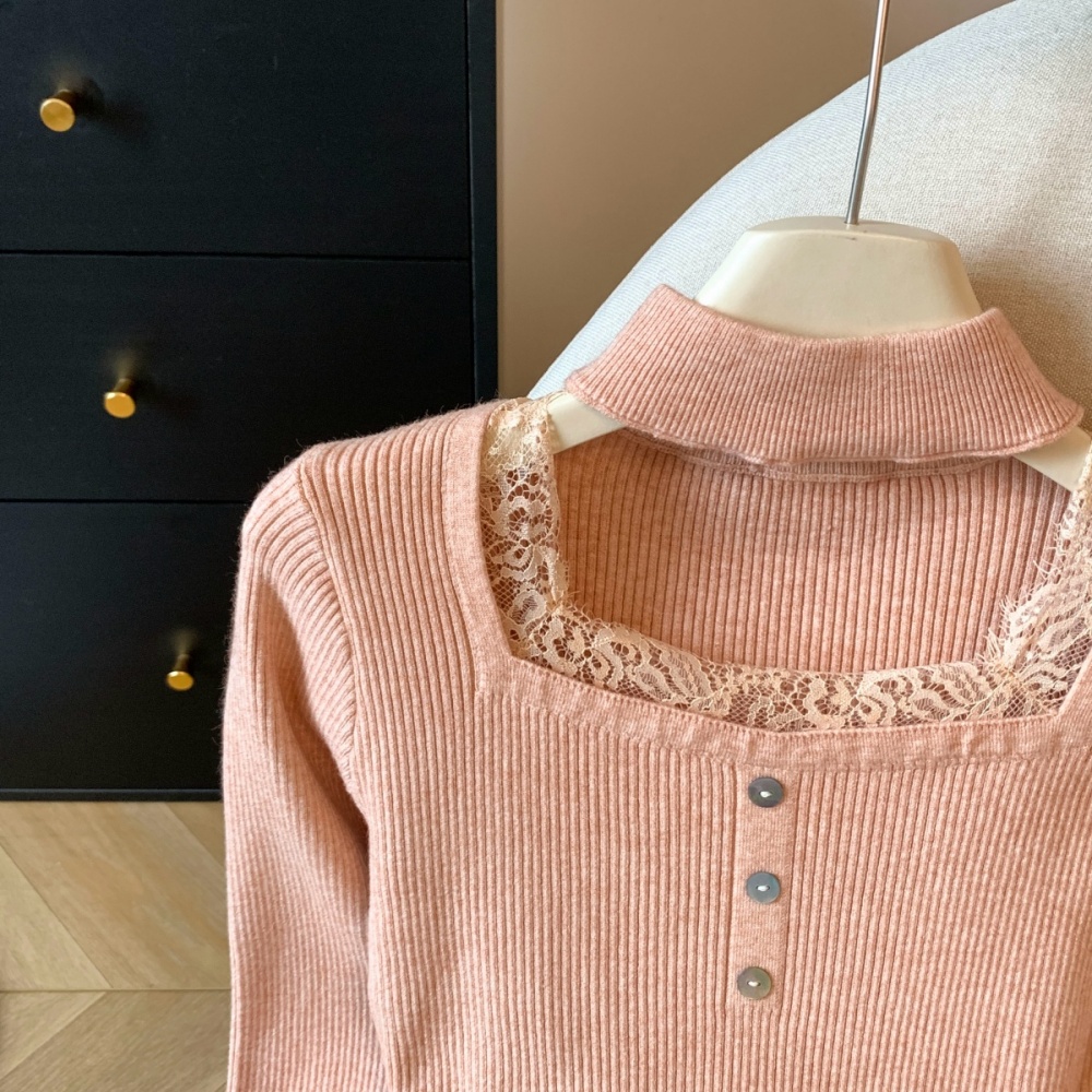 Autumn and winter enticement tops square collar sweater