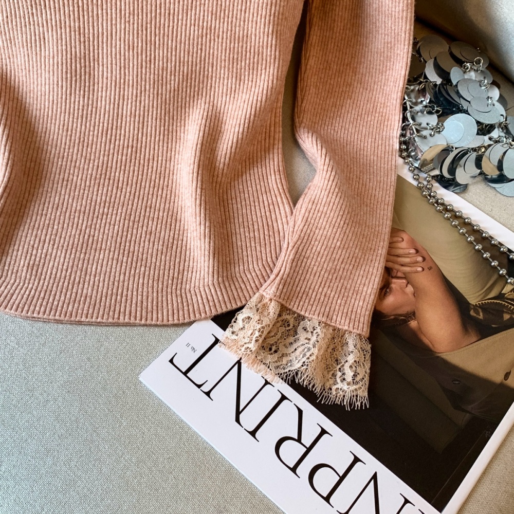 Autumn and winter enticement tops square collar sweater