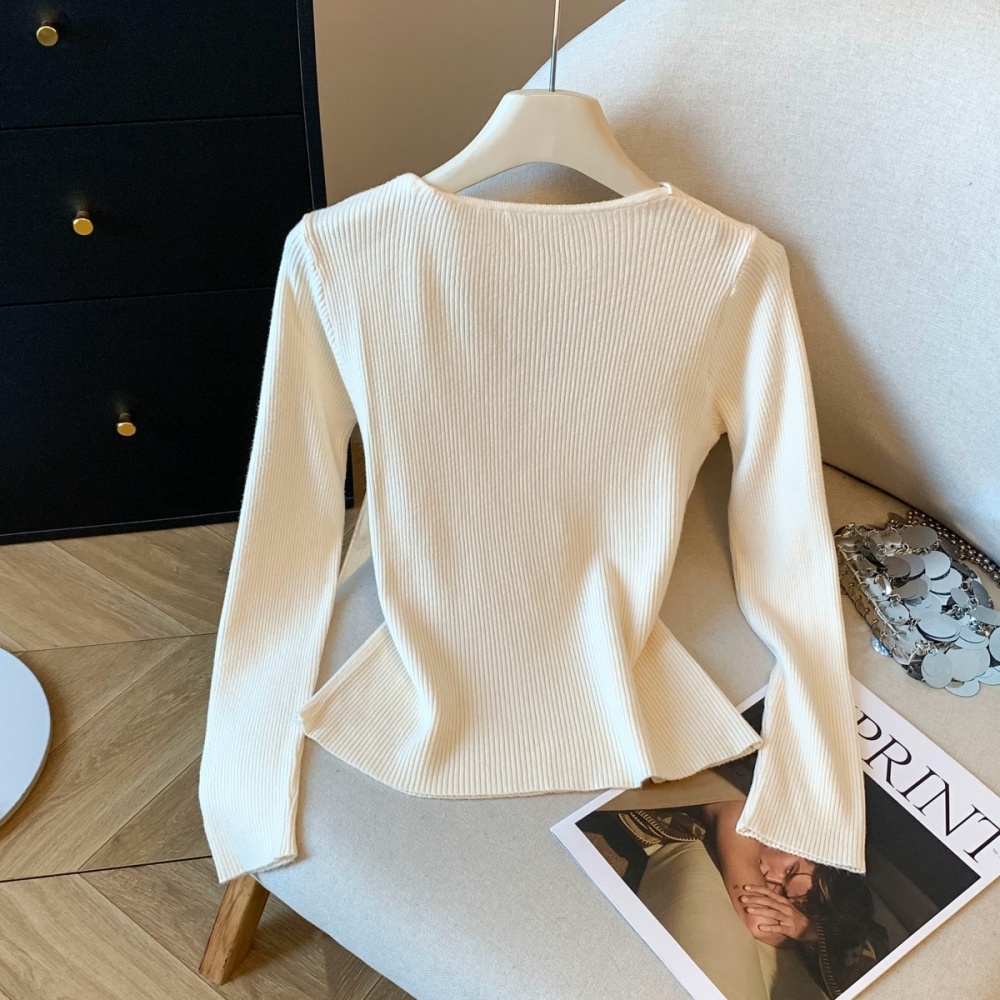 Hollow sweater slim bottoming shirt for women