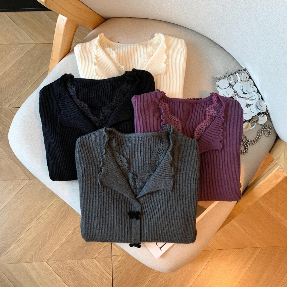 Splice autumn and winter tops lace sweater for women