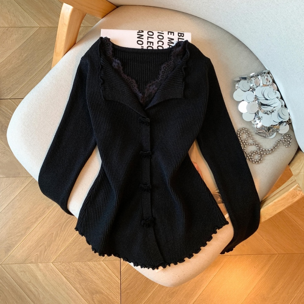 Splice autumn and winter tops lace sweater for women