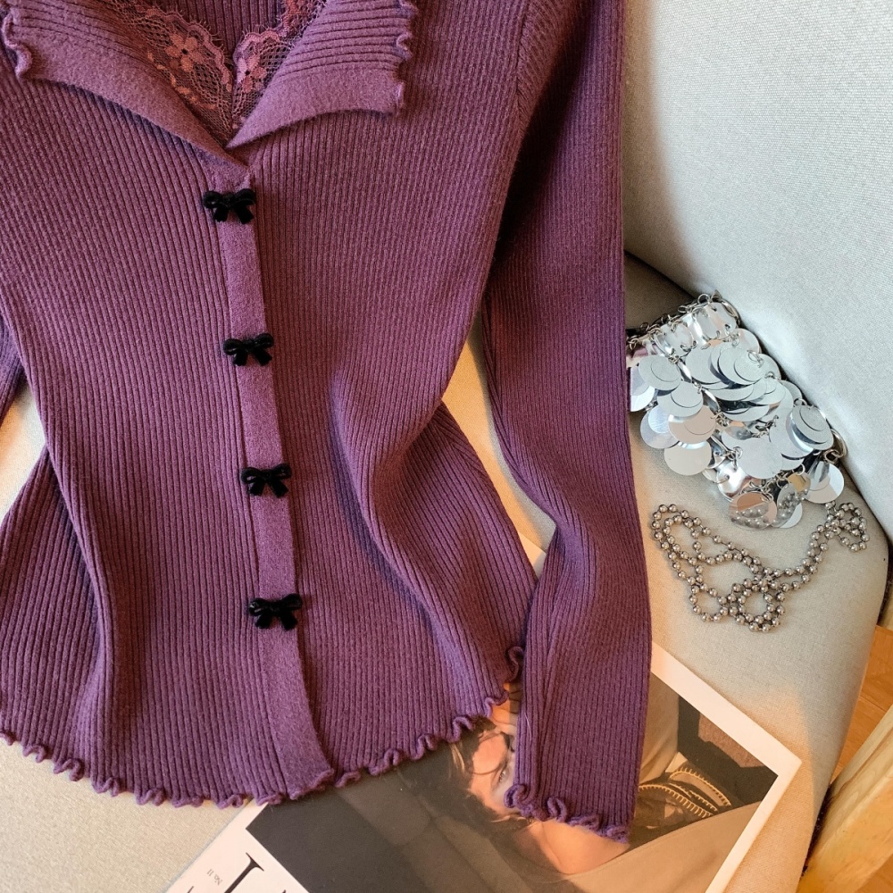 Splice autumn and winter tops lace sweater for women