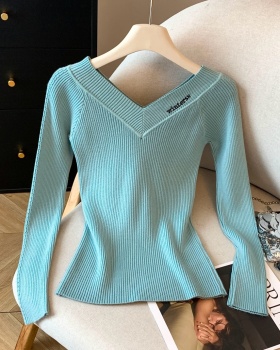 Light luxury splice sweater temperament tops for women