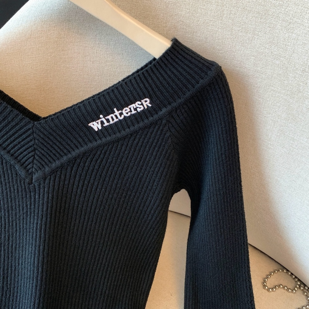 Light luxury splice sweater temperament tops for women